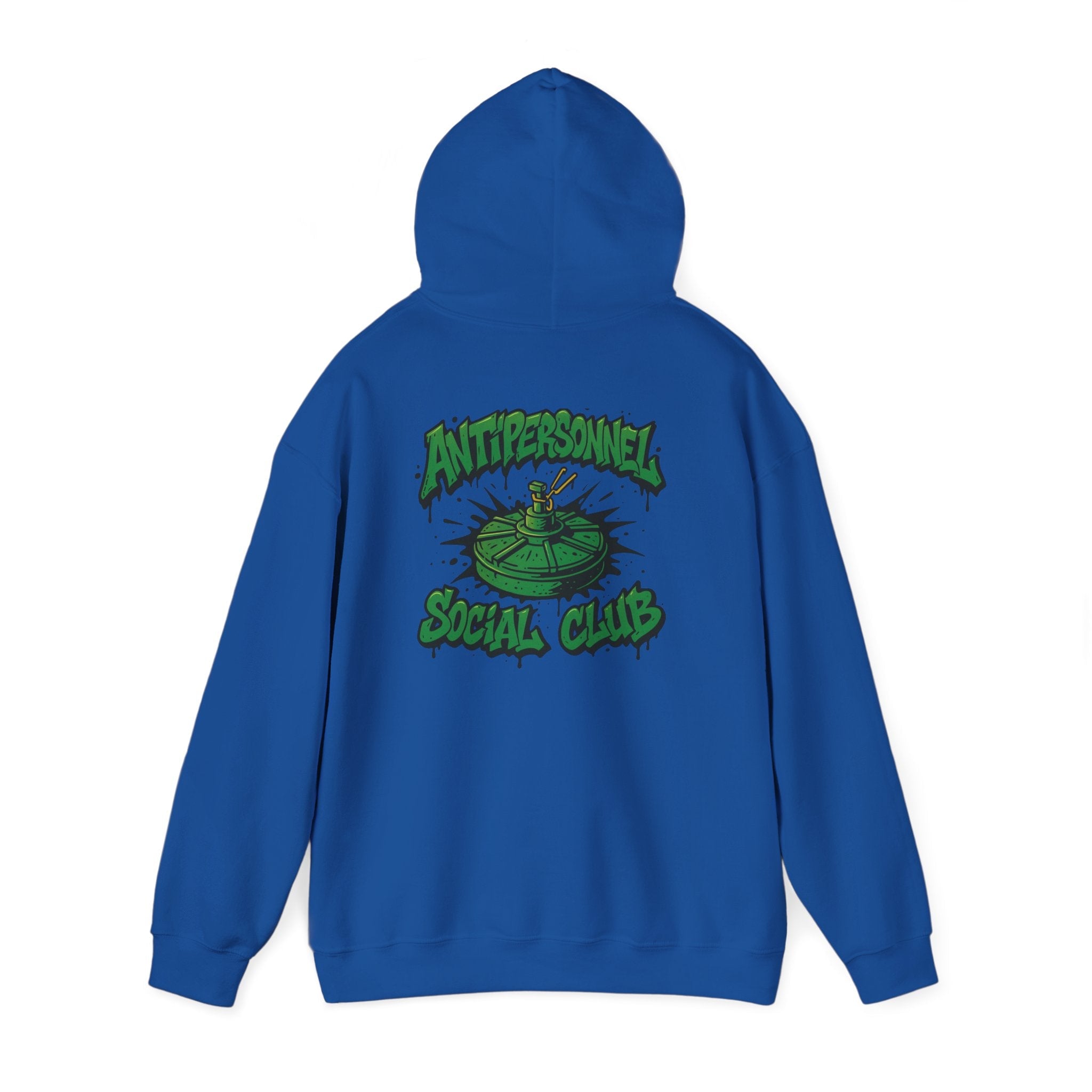 Disruptor Supply Co. Anti - Personnel Social Club Hoodie — Green Graphic Landmine Pullover - Disruptor Supply Co.