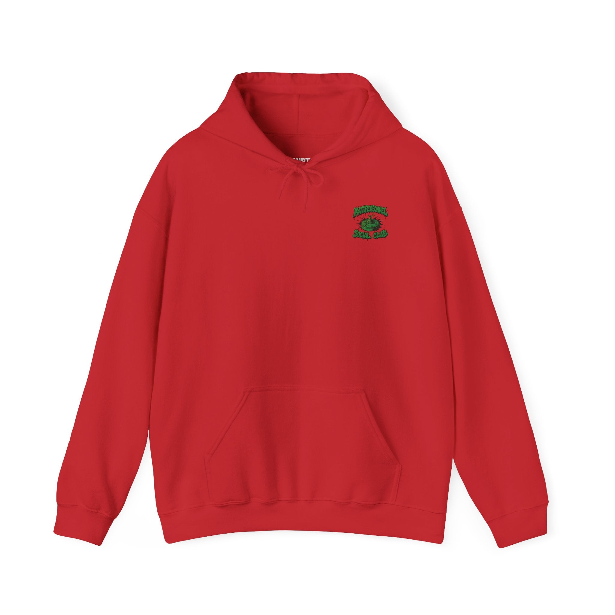 Disruptor Supply Co. Anti - Personnel Social Club Hoodie — Green Graphic Landmine Pullover - Disruptor Supply Co.