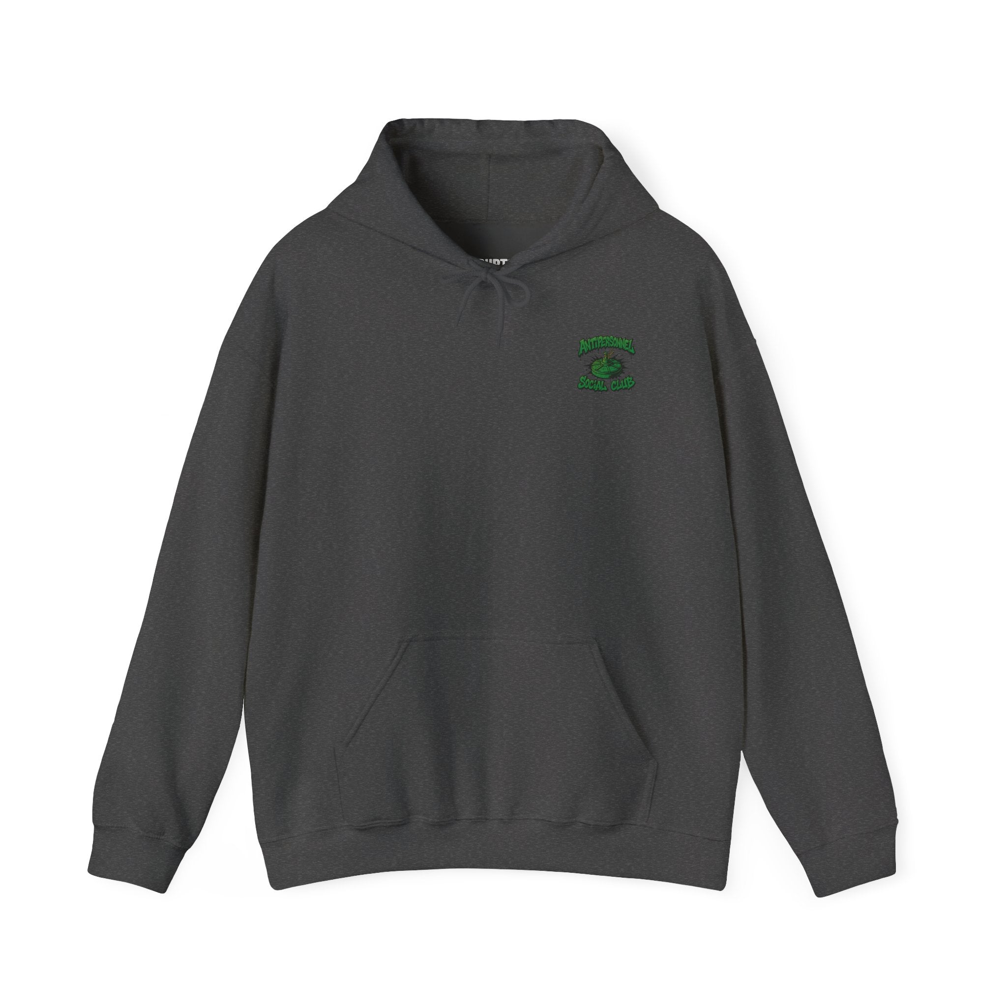 Disruptor Supply Co. Anti - Personnel Social Club Hoodie — Green Graphic Landmine Pullover - Disruptor Supply Co.