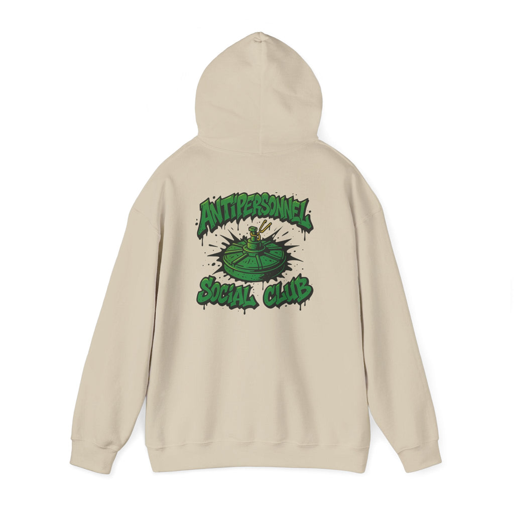 Disruptor Supply Co. Anti - Personnel Social Club Hoodie — Green Graphic Landmine Pullover - Disruptor Supply Co.