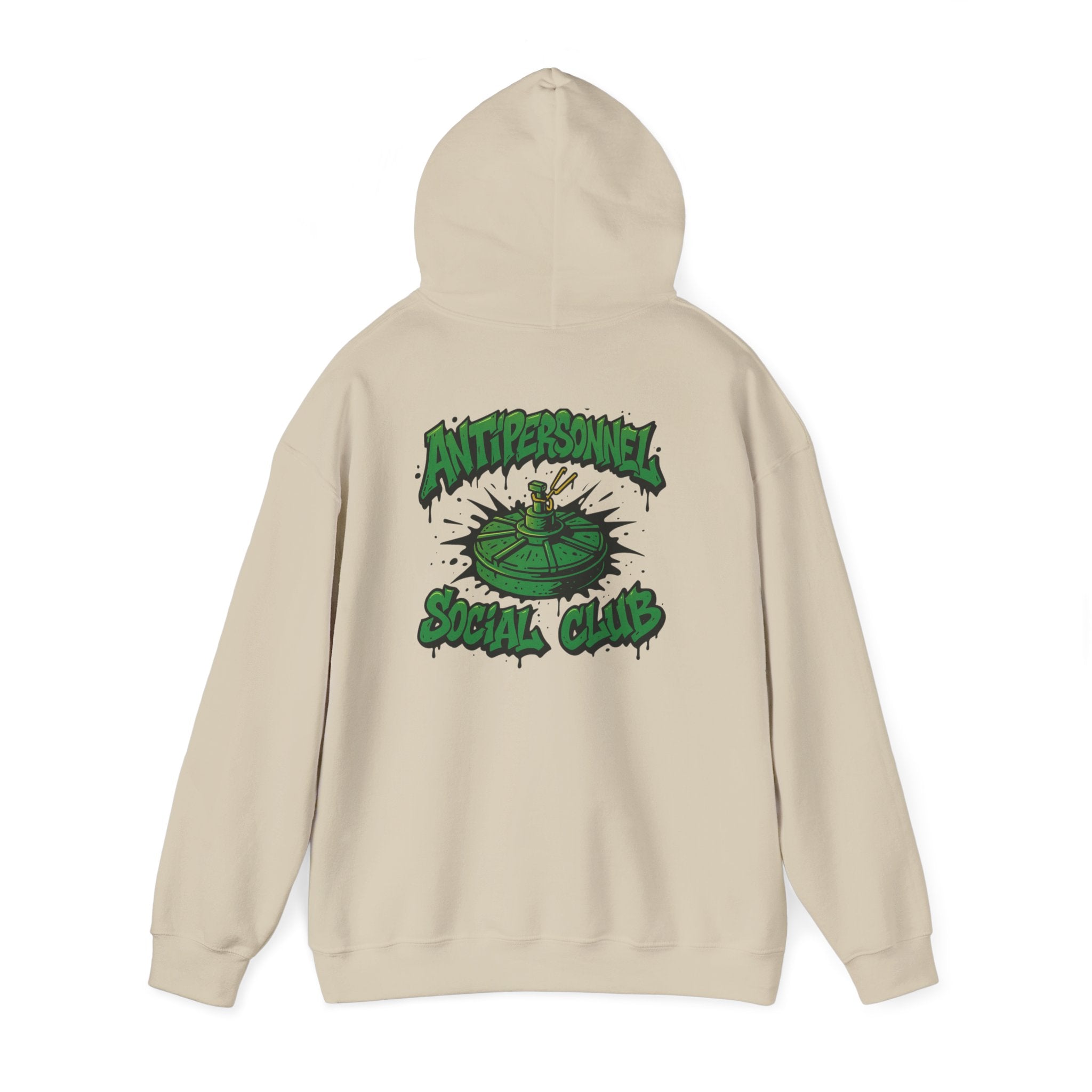 Disruptor Supply Co. Anti - Personnel Social Club Hoodie — Green Graphic Landmine Pullover - Disruptor Supply Co.