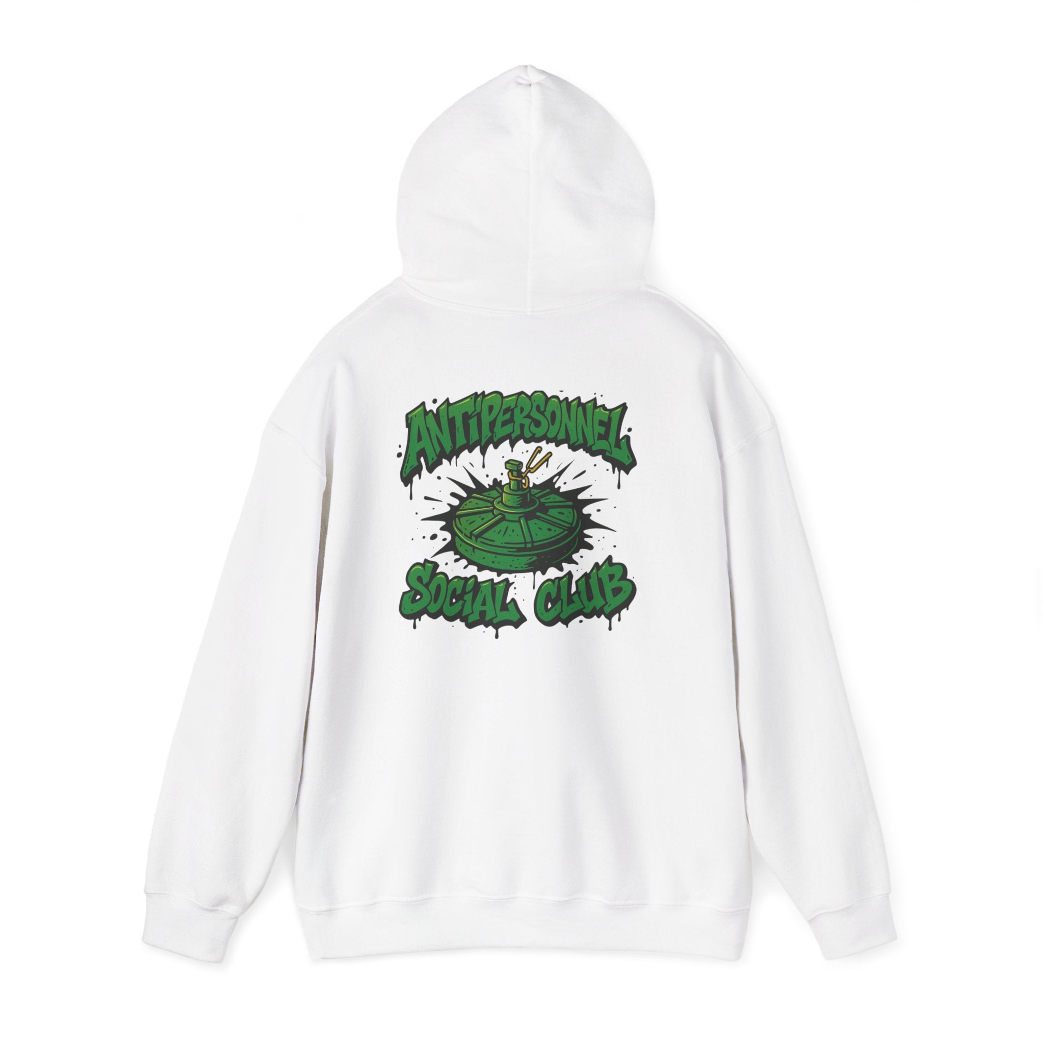 Disruptor Supply Co. Anti - Personnel Social Club Hoodie — Green Graphic Landmine Pullover - Disruptor Supply Co.