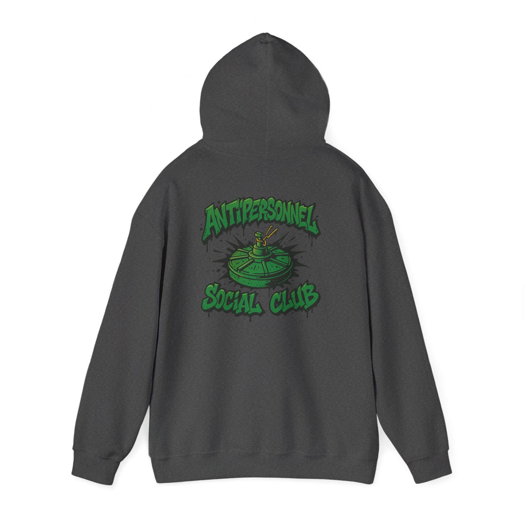 Disruptor Supply Co. Anti - Personnel Social Club Hoodie — Green Graphic Landmine Pullover - Disruptor Supply Co.