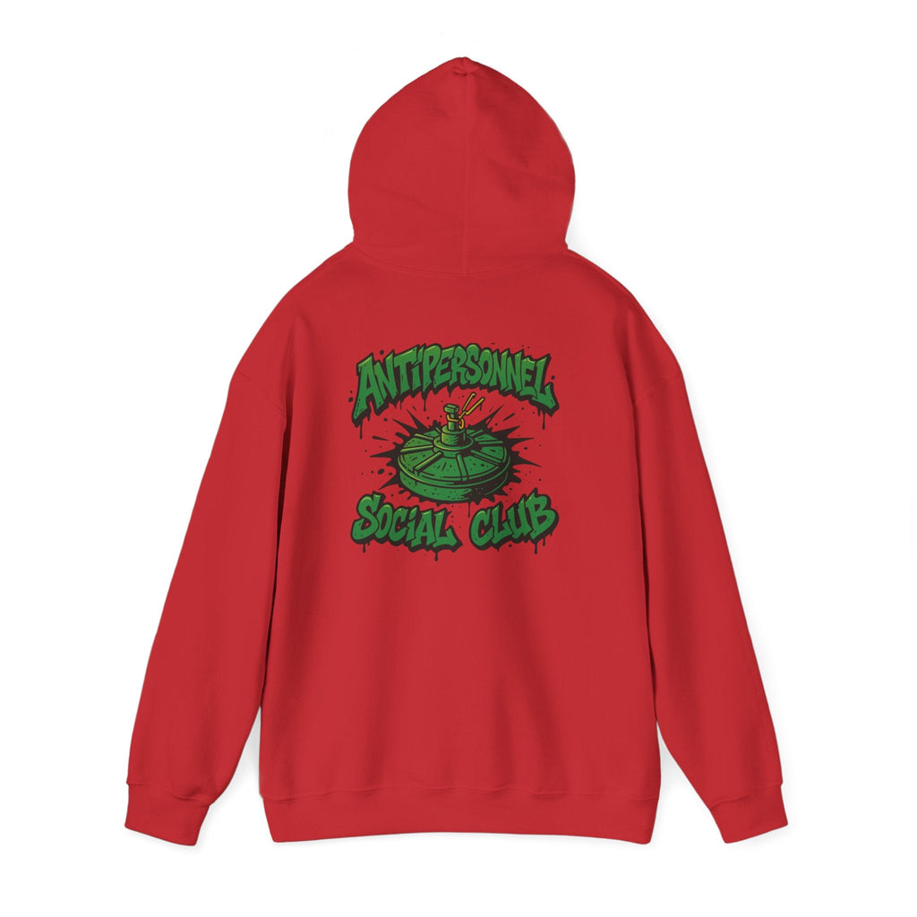 Disruptor Supply Co. Anti - Personnel Social Club Hoodie — Green Graphic Landmine Pullover - Disruptor Supply Co.