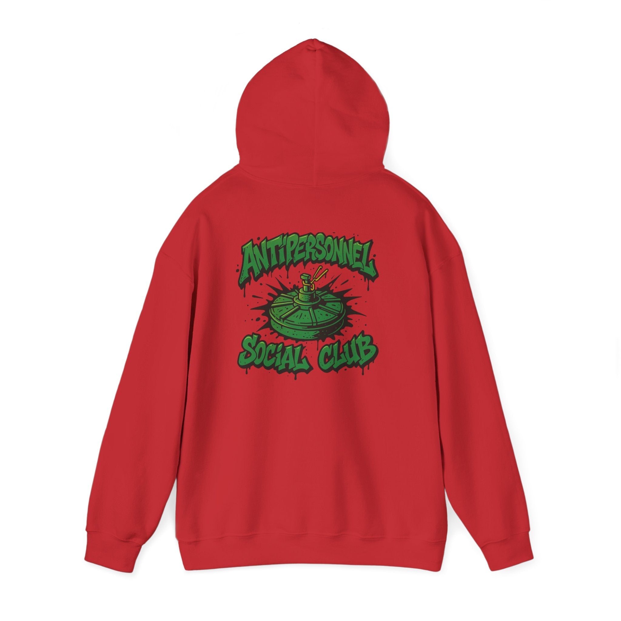 Disruptor Supply Co. Anti - Personnel Social Club Hoodie — Green Graphic Landmine Pullover - Disruptor Supply Co.