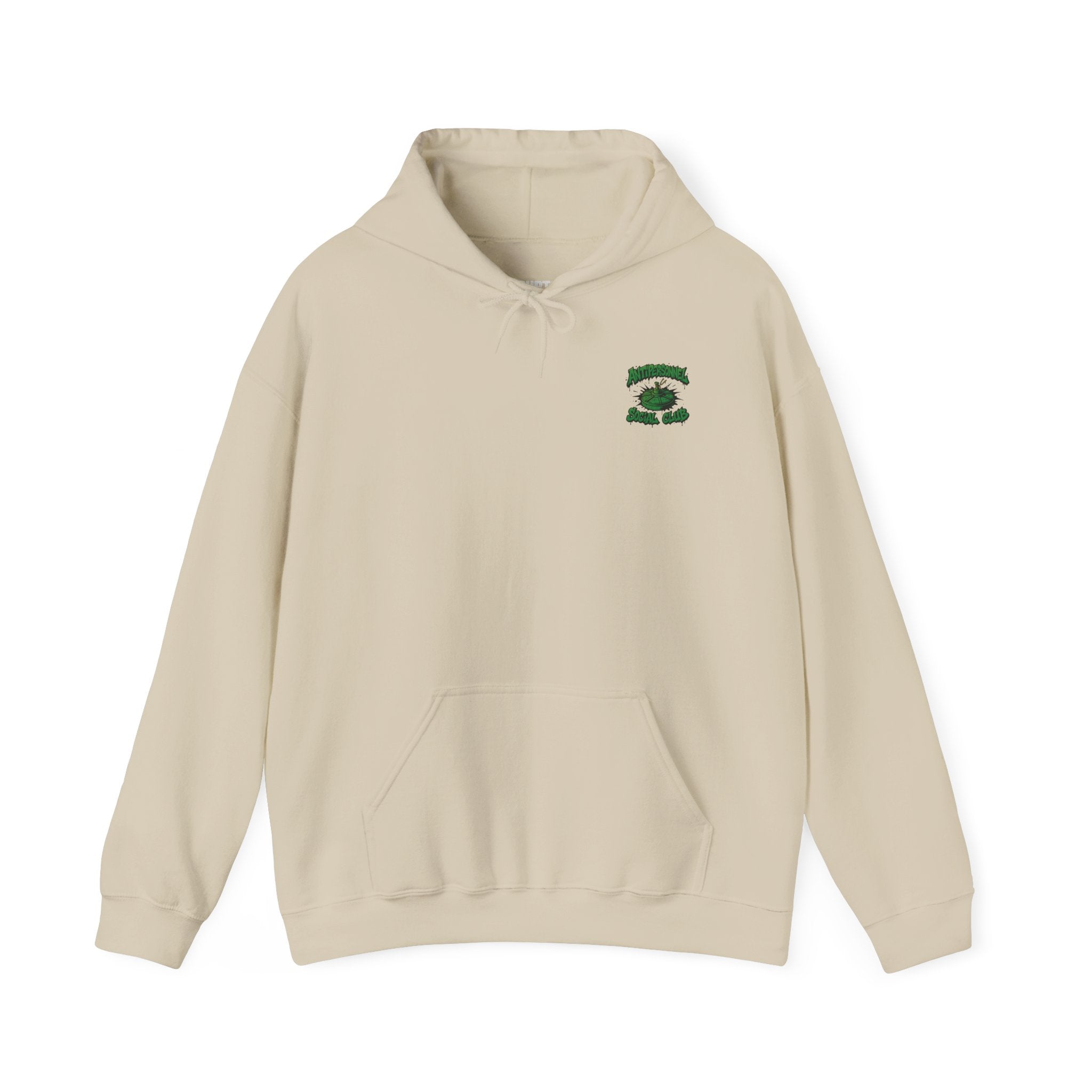 Disruptor Supply Co. Anti - Personnel Social Club Hoodie — Green Graphic Landmine Pullover - Disruptor Supply Co.