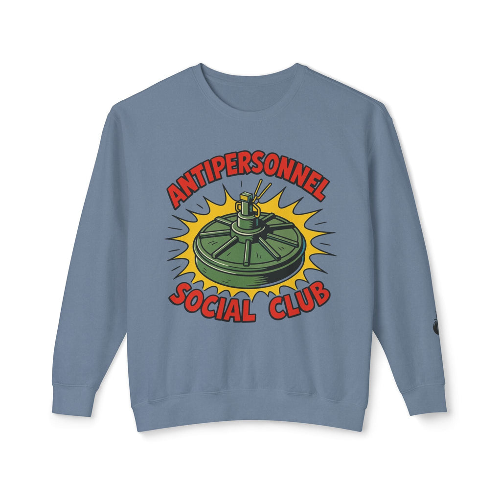 Disruptor Supply Co. Antipersonnel Social Club Crewneck Sweatshirt — Retro Mine Graphic Pullover - Disruptor Supply Co.
