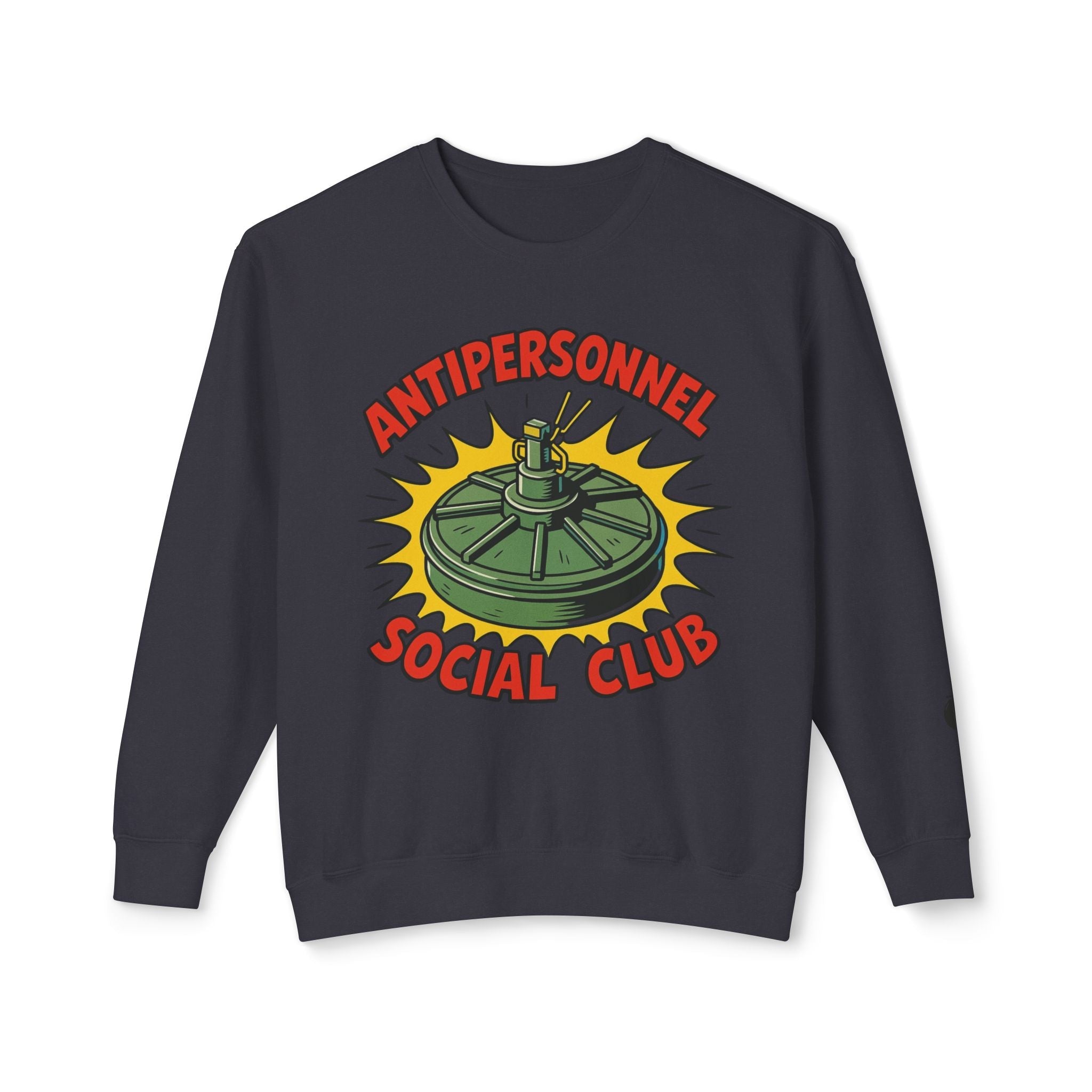 Disruptor Supply Co. Antipersonnel Social Club Crewneck Sweatshirt — Retro Mine Graphic Pullover - Disruptor Supply Co.
