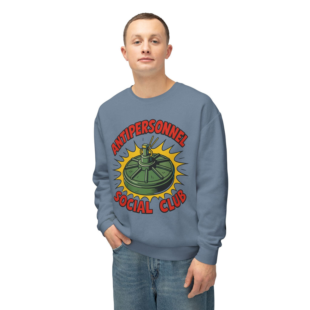 Disruptor Supply Co. Antipersonnel Social Club Crewneck Sweatshirt — Retro Mine Graphic Pullover - Disruptor Supply Co.