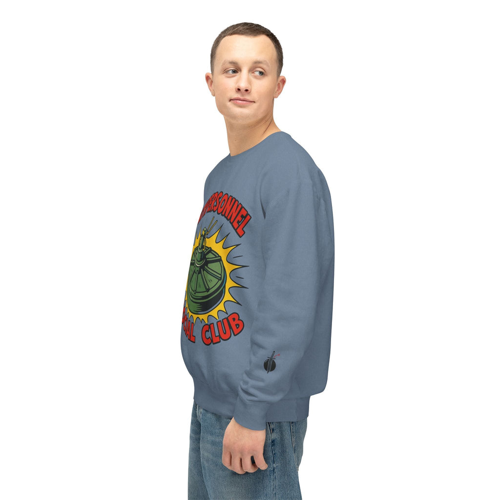 Disruptor Supply Co. Antipersonnel Social Club Crewneck Sweatshirt — Retro Mine Graphic Pullover - Disruptor Supply Co.